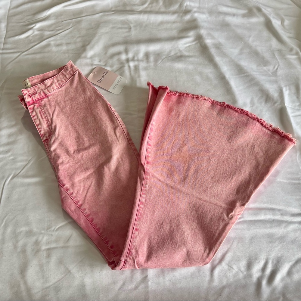 NWT Acid Wash Pink Bellbottom Jeans